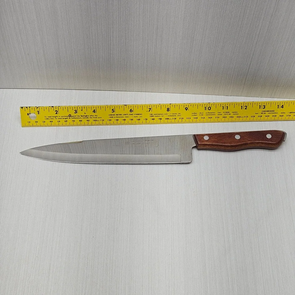 Vintage‎ Precision Hollow Ground Stainless Steel Knife Set 6pc Cleaver Wood
